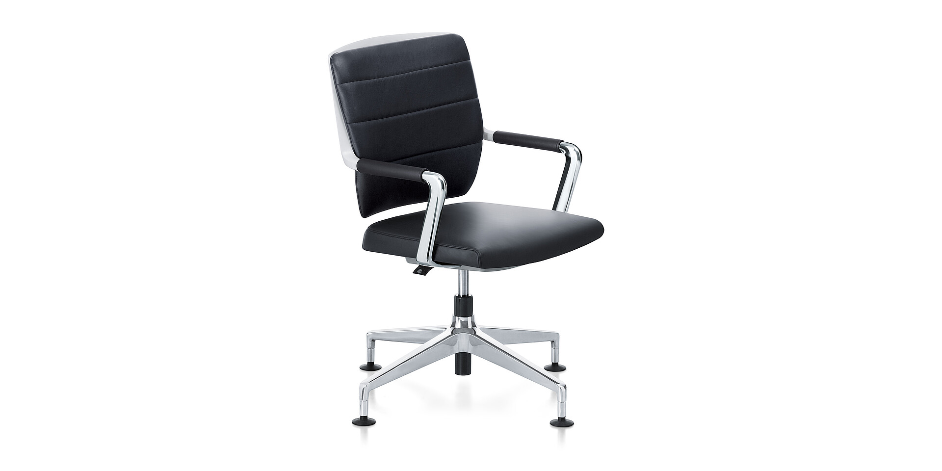 crossline Sedus Crossline Bürostuhl mit schwarz gepolsterter Sitzfläche und Rückenlehne, verchromten Armlehnen und Fünfsternfuß mit Rollen