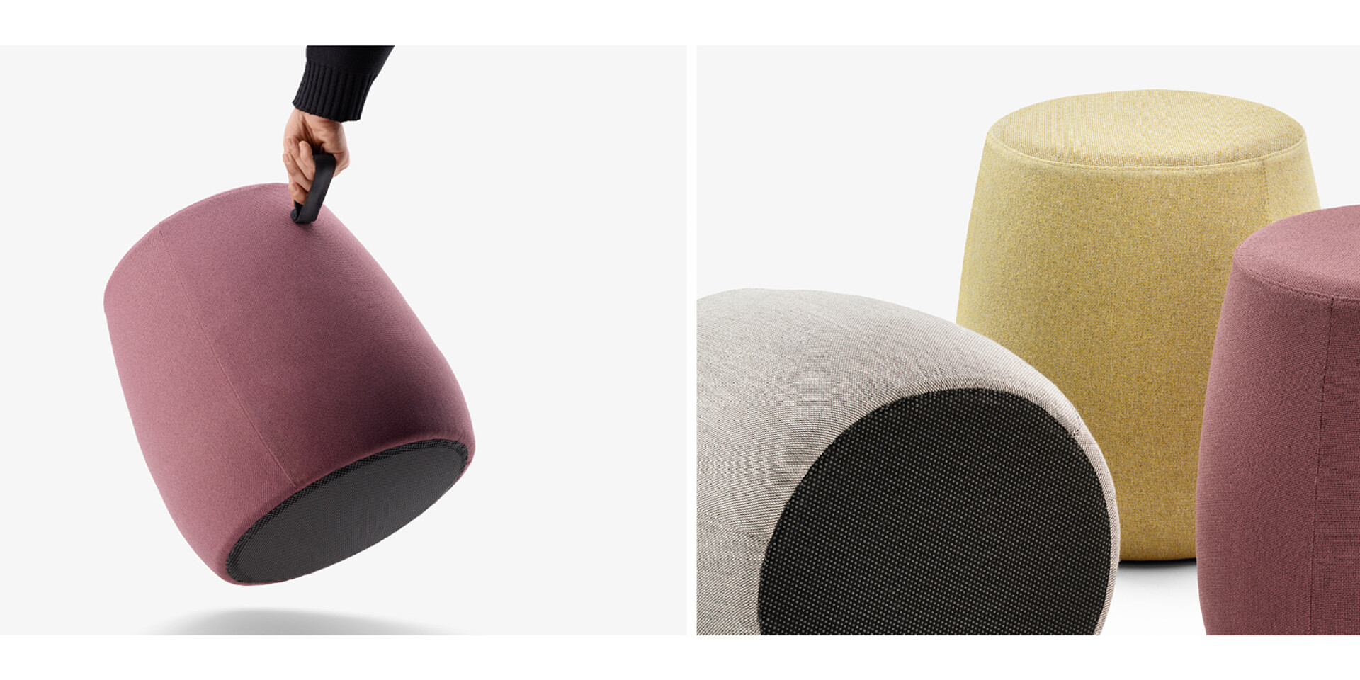 Languette latérale en cuir sur le grand pouf