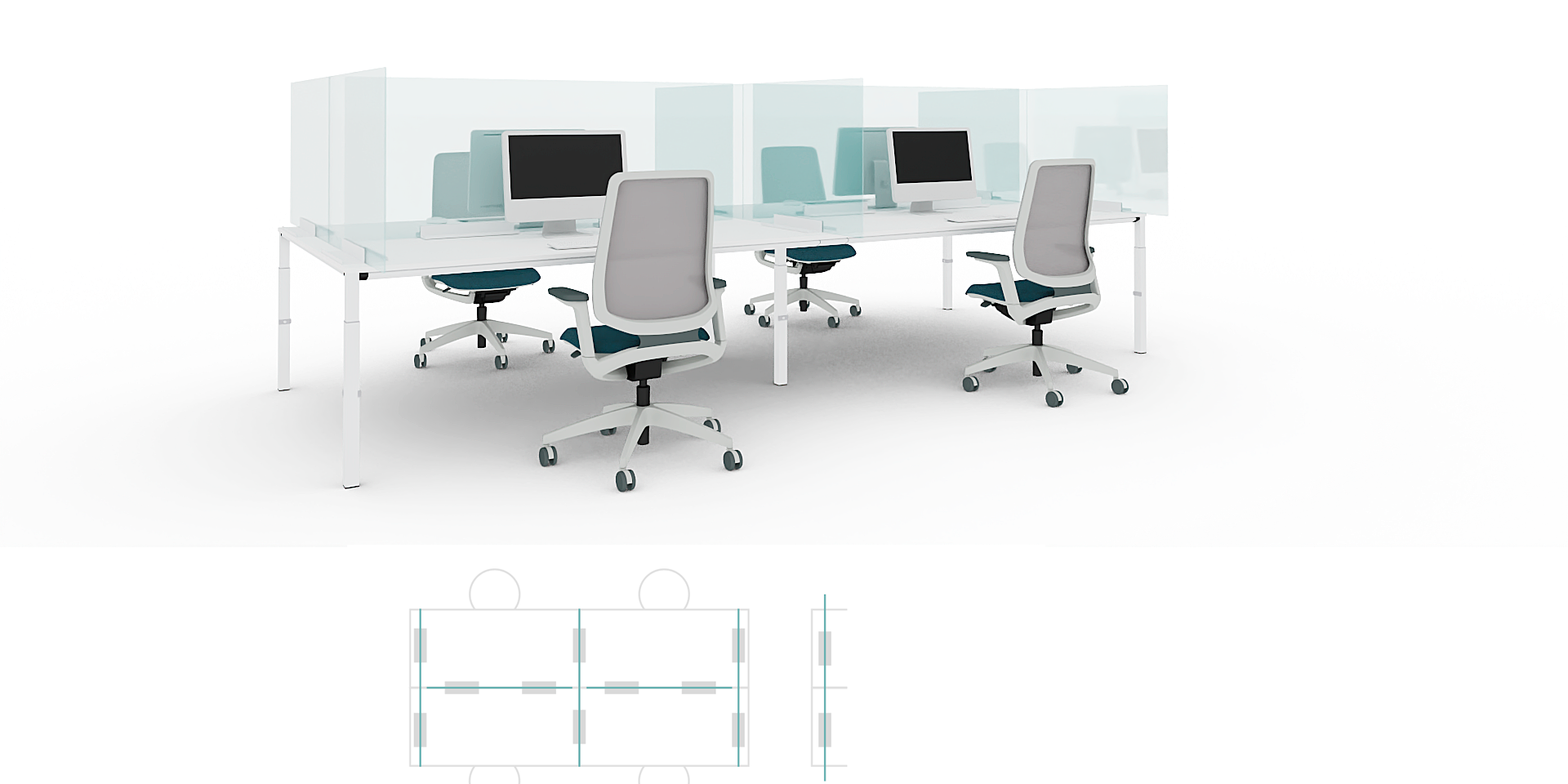 Protección lateral y frontal en puestos de trabajo en equipo